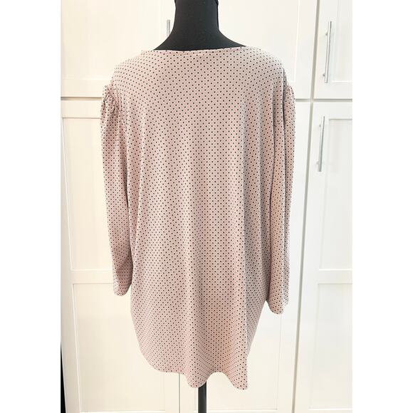 Adrianna Papell V-neck Long 3/4 Sleeve Blouse Top Women's Plus Size 2X Neutral - Picture 4 of 10